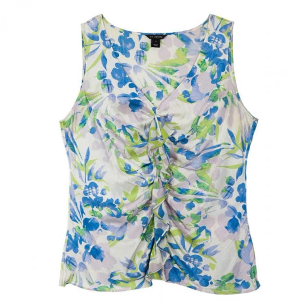 St. John silk Sleeveless Floral Blouse L‎ or 10